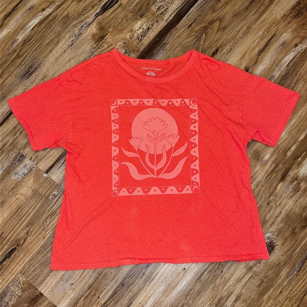 VGUC Coral American EAGLE Short Sleeve Shirt Size Medium M
